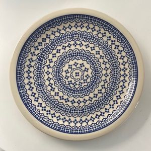 Vintage polish pottery round plate